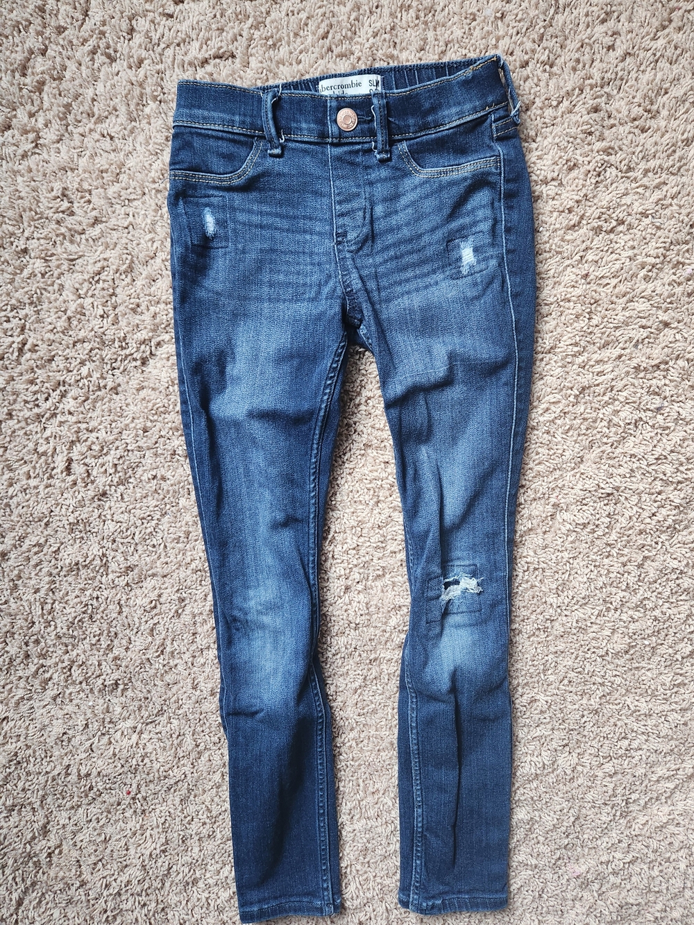 abercrombie kids Dark Blue Skinny Jeans with Distressed Accents